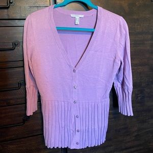 Isaac Mizrahi Live! Tight knit button up sweater tunic with pleated bottom